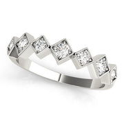 Square Shaped Milgrain Stackable Half Eternity Ring in Gold & Platinum