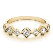 Square Shaped Milgrain Stackable Half Eternity Ring in Gold & Platinum