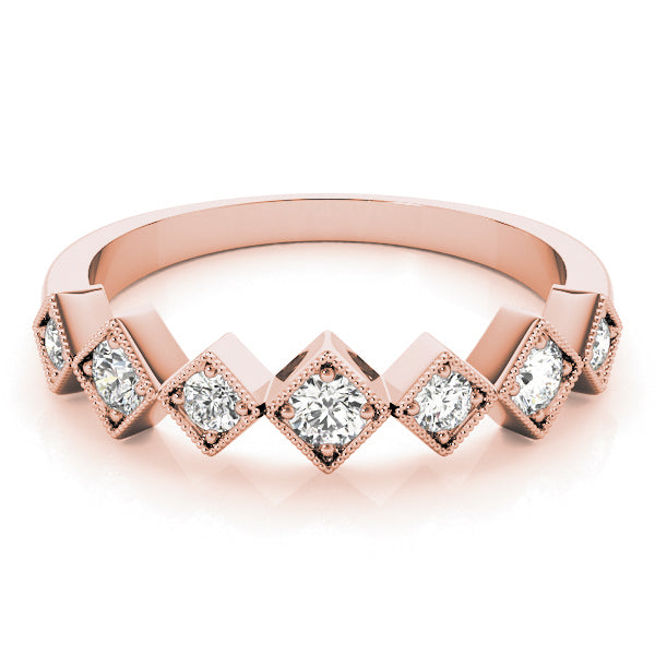 Square Shaped Milgrain Stackable Half Eternity Ring in Gold & Platinum