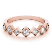 Square Shaped Milgrain Stackable Half Eternity Ring in Gold & Platinum