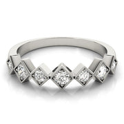 Square Shaped Milgrain Stackable Half Eternity Ring in Gold & Platinum