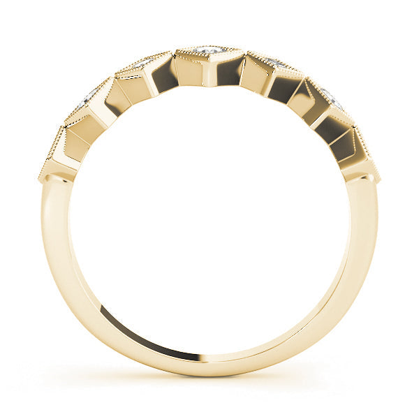 Square Shaped Milgrain Stackable Half Eternity Ring in Gold & Platinum
