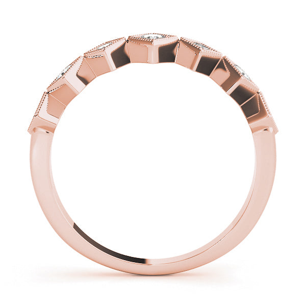 Square Shaped Milgrain Stackable Half Eternity Ring in Gold & Platinum