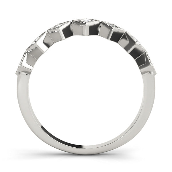 Square Shaped Milgrain Stackable Half Eternity Ring in Gold & Platinum