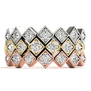 Square Shaped Milgrain Stackable Half Eternity Ring in Gold & Platinum