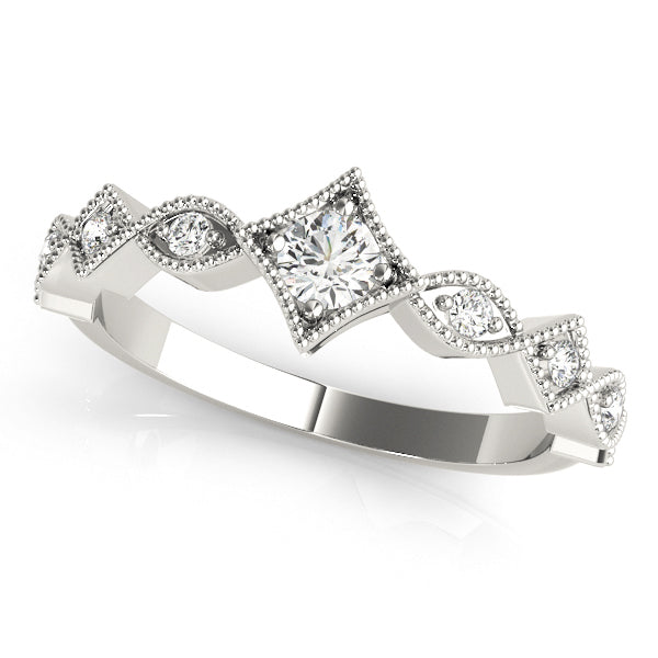 Stackable Marquise Milgrain Half Eternity Ring in Gold & Platinum
