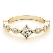 Stackable Marquise Milgrain Half Eternity Ring in Gold & Platinum