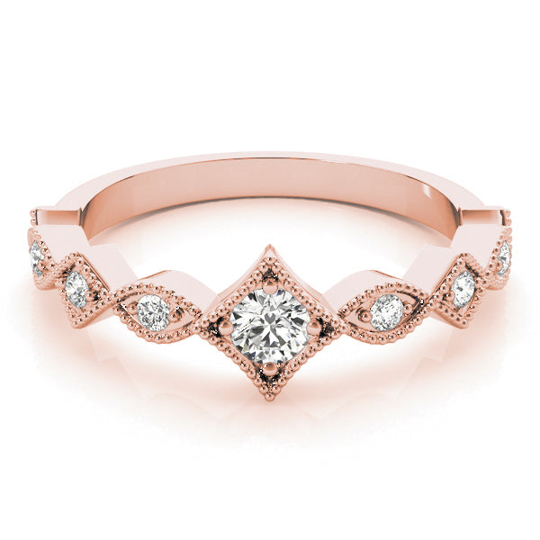 Stackable Marquise Milgrain Half Eternity Ring in Gold & Platinum