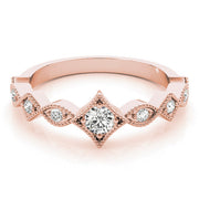 Stackable Marquise Milgrain Half Eternity Ring in Gold & Platinum