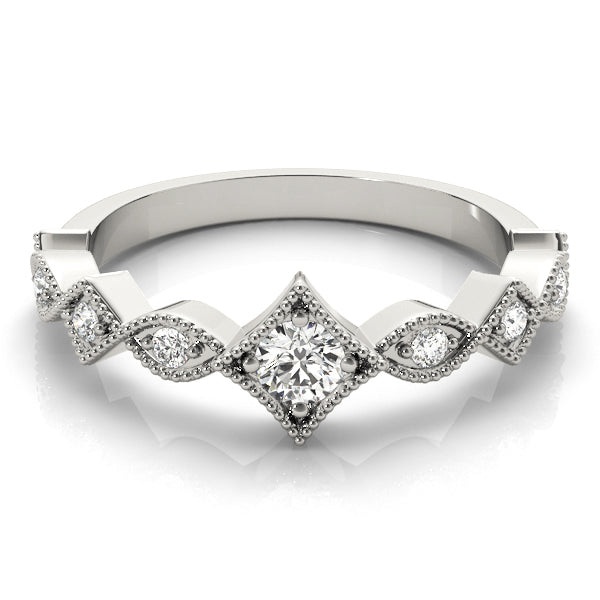 Stackable Marquise Milgrain Half Eternity Ring in Gold & Platinum