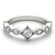Stackable Marquise Milgrain Half Eternity Ring in Gold & Platinum