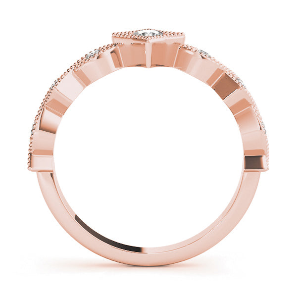 Stackable Marquise Milgrain Half Eternity Ring in Gold & Platinum