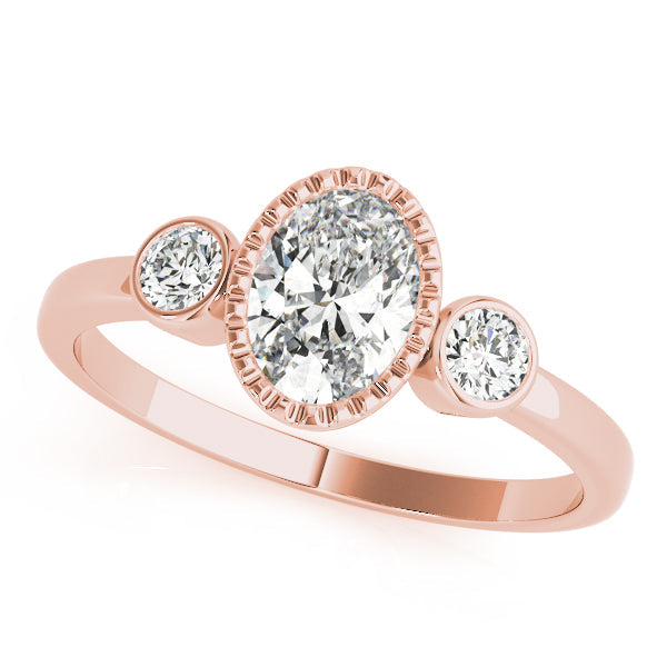 Vintage-Inspired Fashion Ring Oval Diamond Engagement Ring in 10K/14K gold and platinum with certified lab-grown or natural diamonds