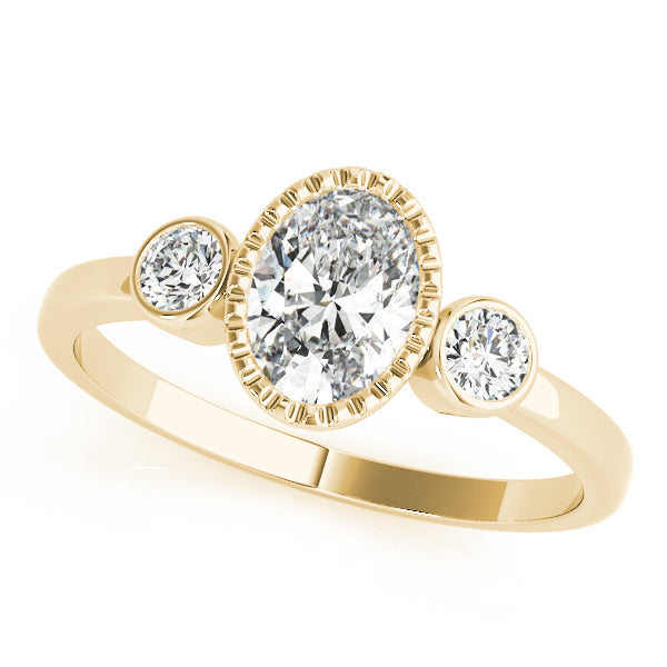 Vintage-Inspired Fashion Ring Oval Diamond Engagement Ring in 10K/14K gold and platinum with certified lab-grown or natural diamonds