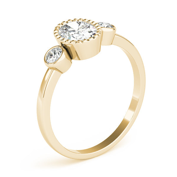 Vintage-Inspired Fashion Ring Oval Diamond Engagement Ring in 10K/14K gold and platinum with certified lab-grown or natural diamonds