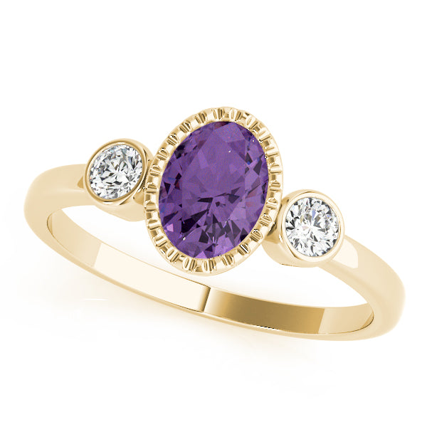Vintage-Inspired Fashion Ring Oval Diamond Engagement Ring in 10K/14K gold and platinum with certified lab-grown or natural diamonds