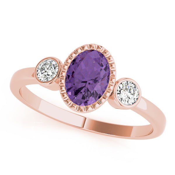 Vintage-Inspired Fashion Ring Oval Diamond Engagement Ring in 10K/14K gold and platinum with certified lab-grown or natural diamonds