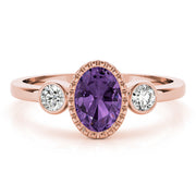 Vintage-Inspired Fashion Ring Oval Diamond Engagement Ring in 10K/14K gold and platinum with certified lab-grown or natural diamonds