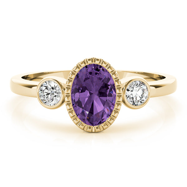 Vintage-Inspired Fashion Ring Oval Diamond Engagement Ring in 10K/14K gold and platinum with certified lab-grown or natural diamonds