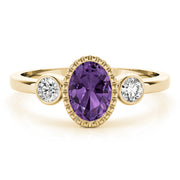 Vintage-Inspired Fashion Ring Oval Diamond Engagement Ring in 10K/14K gold and platinum with certified lab-grown or natural diamonds