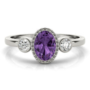 Vintage-Inspired Fashion Ring Oval Diamond Engagement Ring in 10K/14K gold and platinum with certified lab-grown or natural diamonds