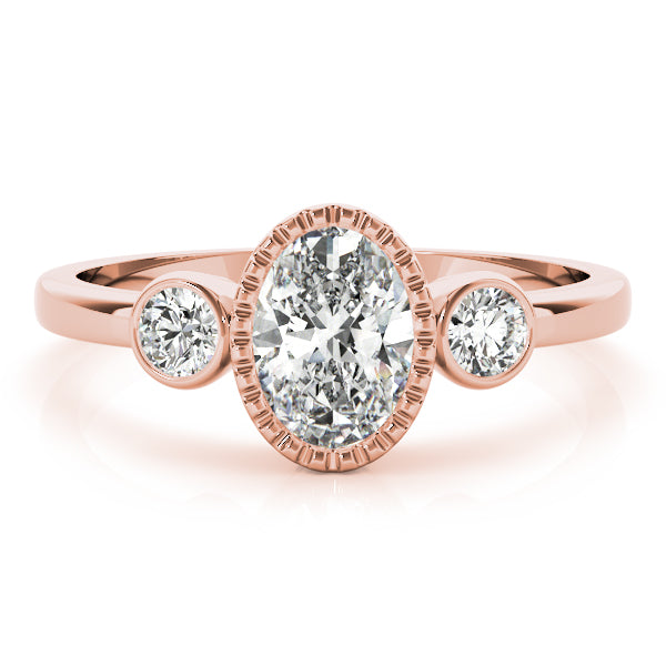 Vintage-Inspired Fashion Ring Oval Diamond Engagement Ring in 10K/14K gold and platinum with certified lab-grown or natural diamonds