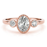 Vintage-Inspired Fashion Ring Oval Diamond Engagement Ring in 10K/14K gold and platinum with certified lab-grown or natural diamonds