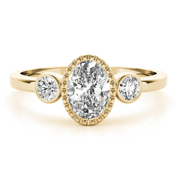 Vintage-Inspired Fashion Ring Oval Diamond Engagement Ring in 10K/14K gold and platinum with certified lab-grown or natural diamonds
