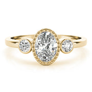 Vintage-Inspired Fashion Ring Oval Diamond Engagement Ring in 10K/14K gold and platinum with certified lab-grown or natural diamonds
