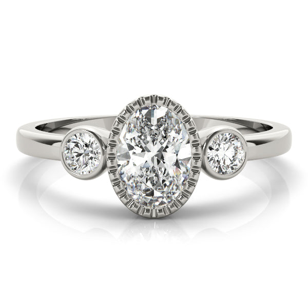 Vintage-Inspired Fashion Ring Oval Diamond Engagement Ring in 10K/14K gold and platinum with certified lab-grown or natural diamonds