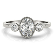 Vintage-Inspired Fashion Ring Oval Diamond Engagement Ring in 10K/14K gold and platinum with certified lab-grown or natural diamonds