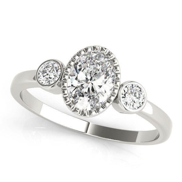 Vintage-Inspired Fashion Ring Oval Diamond Engagement Ring in 10K/14K gold and platinum with certified lab-grown or natural diamonds