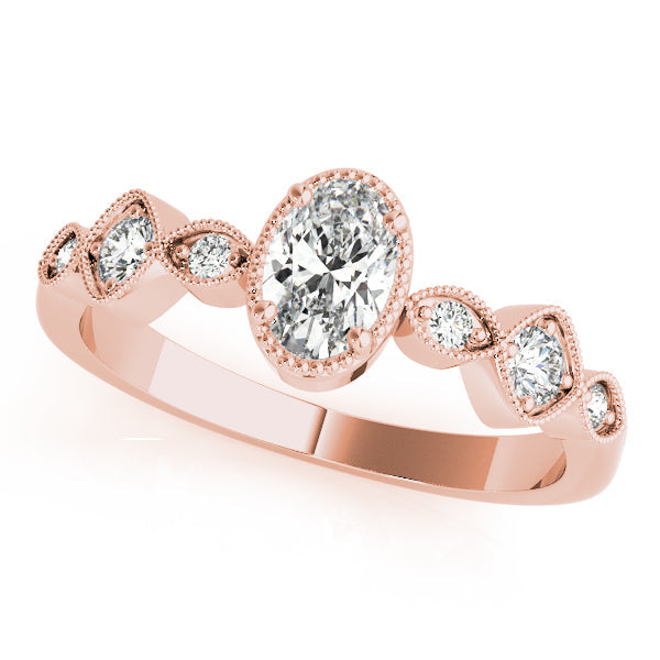 Heirloom Fashion Ring Oval Diamond Engagement Ring in 10K/14K gold and platinum with certified lab-grown or natural diamonds