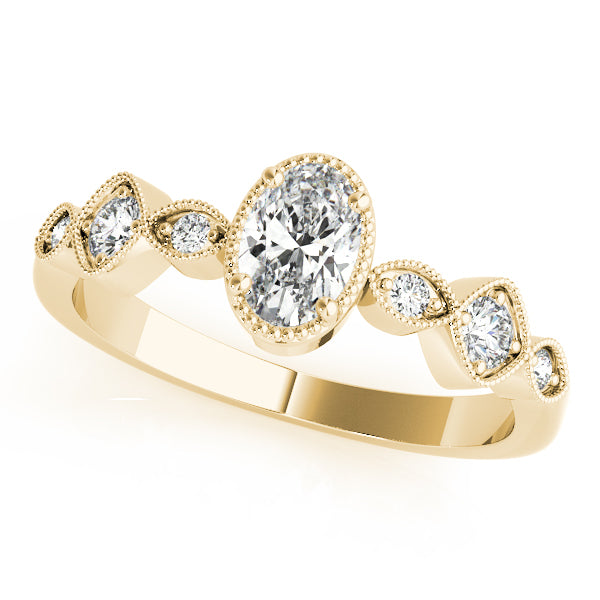 Heirloom Fashion Ring Oval Diamond Engagement Ring in 10K/14K gold and platinum with certified lab-grown or natural diamonds