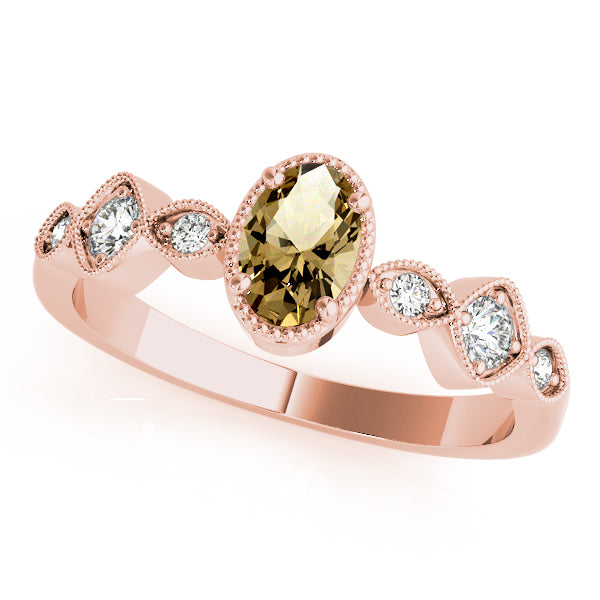 Heirloom Fashion Ring Oval Diamond Engagement Ring in 10K/14K gold and platinum with certified lab-grown or natural diamonds
