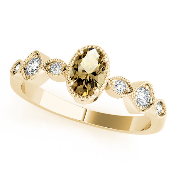 Heirloom Fashion Ring Oval Diamond Engagement Ring in 10K/14K gold and platinum with certified lab-grown or natural diamonds