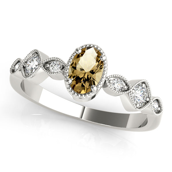 Heirloom Fashion Ring Oval Diamond Engagement Ring in 10K/14K gold and platinum with certified lab-grown or natural diamonds