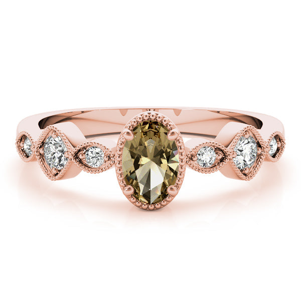 Heirloom Fashion Ring Oval Diamond Engagement Ring in 10K/14K gold and platinum with certified lab-grown or natural diamonds