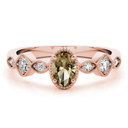 Heirloom Fashion Ring Oval Diamond Engagement Ring in 10K/14K gold and platinum with certified lab-grown or natural diamonds