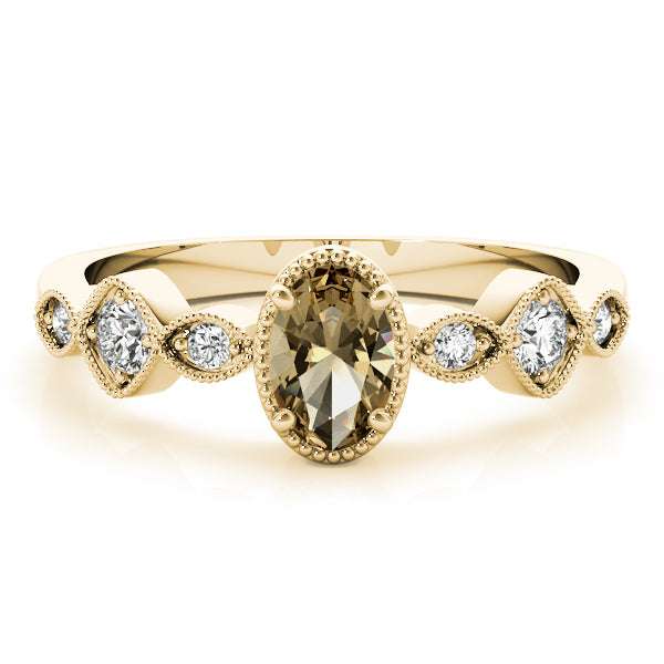 Heirloom Fashion Ring Oval Diamond Engagement Ring in 10K/14K gold and platinum with certified lab-grown or natural diamonds