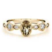 Heirloom Fashion Ring Oval Diamond Engagement Ring in 10K/14K gold and platinum with certified lab-grown or natural diamonds