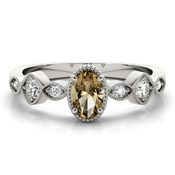 Heirloom Fashion Ring Oval Diamond Engagement Ring in 10K/14K gold and platinum with certified lab-grown or natural diamonds