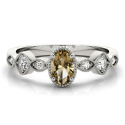 Heirloom Fashion Ring Oval Diamond Engagement Ring in 10K/14K gold and platinum with certified lab-grown or natural diamonds