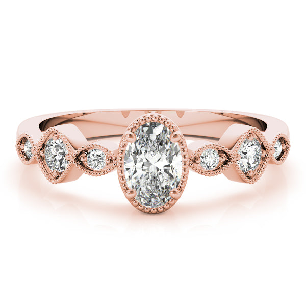Heirloom Fashion Ring Oval Diamond Engagement Ring in 10K/14K gold and platinum with certified lab-grown or natural diamonds