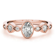Heirloom Fashion Ring Oval Diamond Engagement Ring in 10K/14K gold and platinum with certified lab-grown or natural diamonds