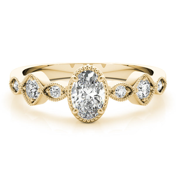 Heirloom Fashion Ring Oval Diamond Engagement Ring in 10K/14K gold and platinum with certified lab-grown or natural diamonds