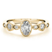 Heirloom Fashion Ring Oval Diamond Engagement Ring in 10K/14K gold and platinum with certified lab-grown or natural diamonds