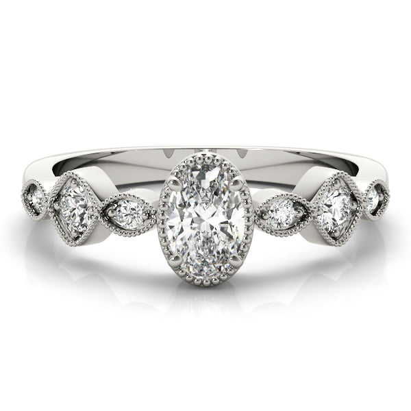 Heirloom Fashion Ring Oval Diamond Engagement Ring in 10K/14K gold and platinum with certified lab-grown or natural diamonds