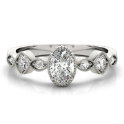 Heirloom Fashion Ring Oval Diamond Engagement Ring in 10K/14K gold and platinum with certified lab-grown or natural diamonds