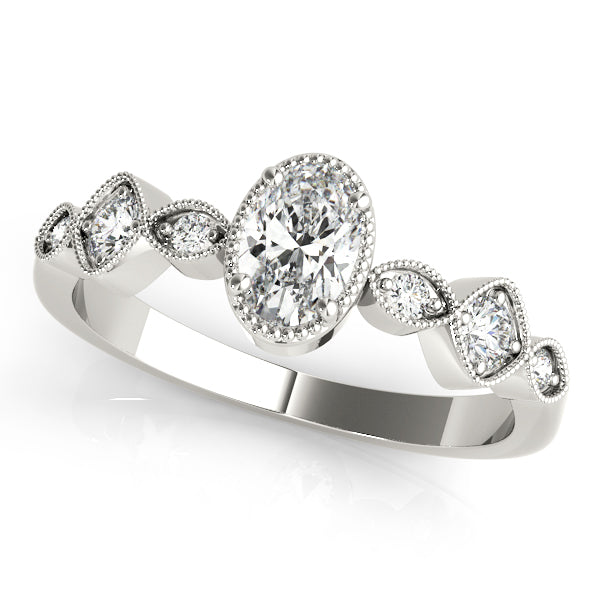 Heirloom Fashion Ring Oval Diamond Engagement Ring in 10K/14K gold and platinum with certified lab-grown or natural diamonds